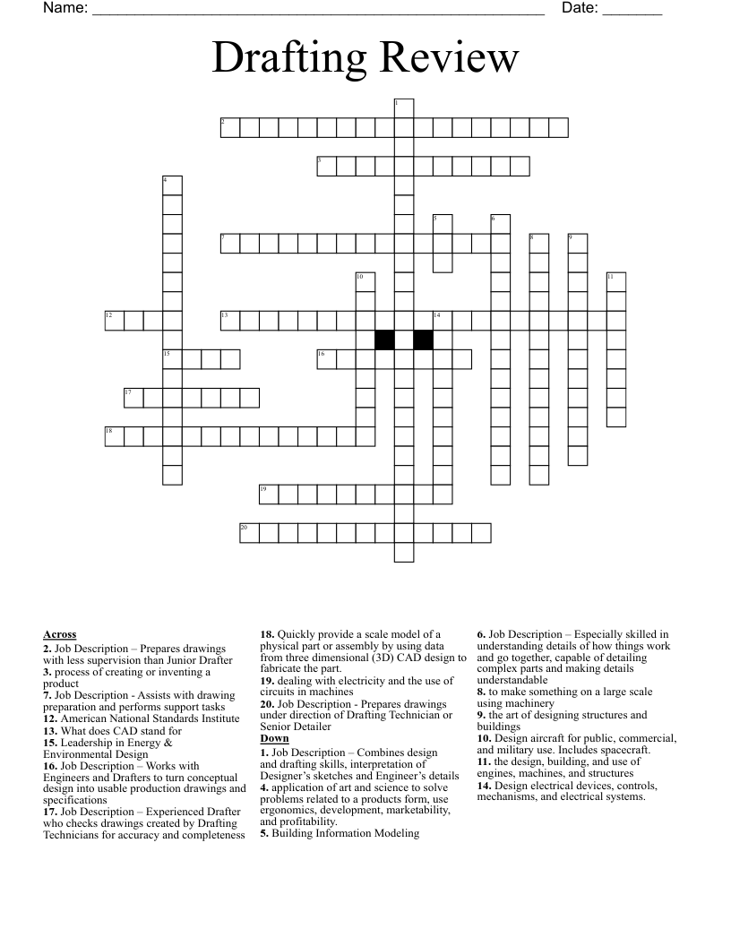 Drafting Review  Crossword