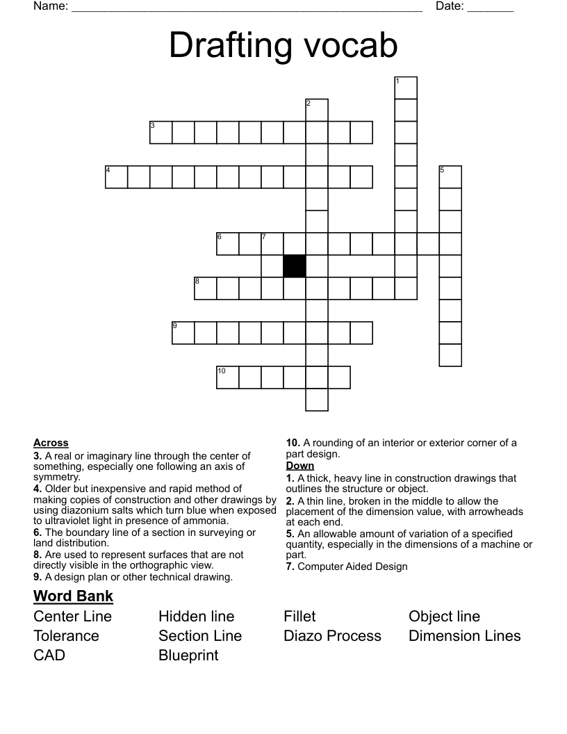 Drafting vocab Crossword