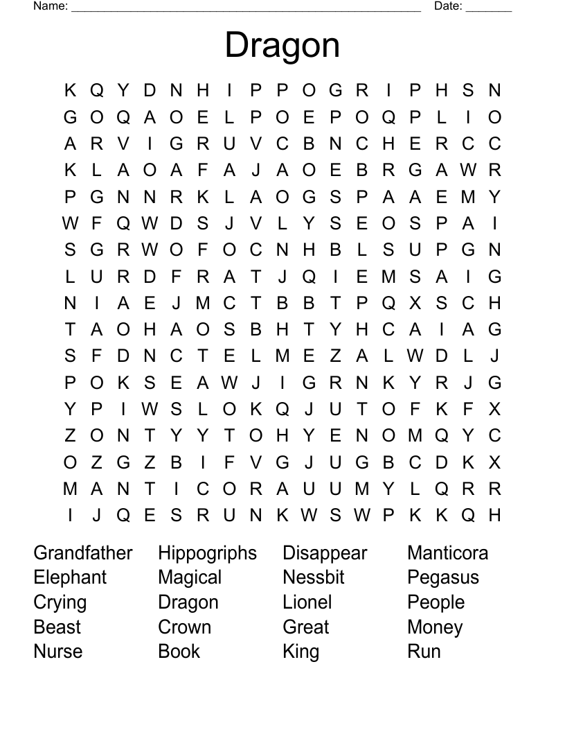 Dragon Word Search