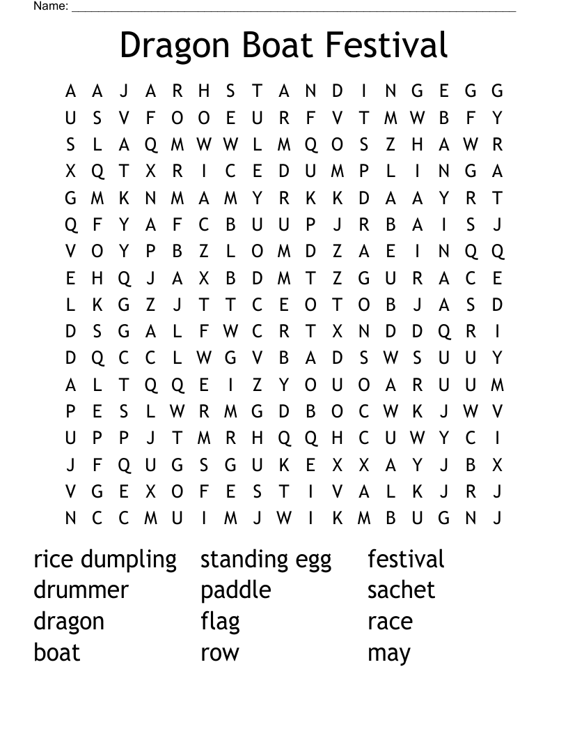 Dragon Boat Festival Word Search