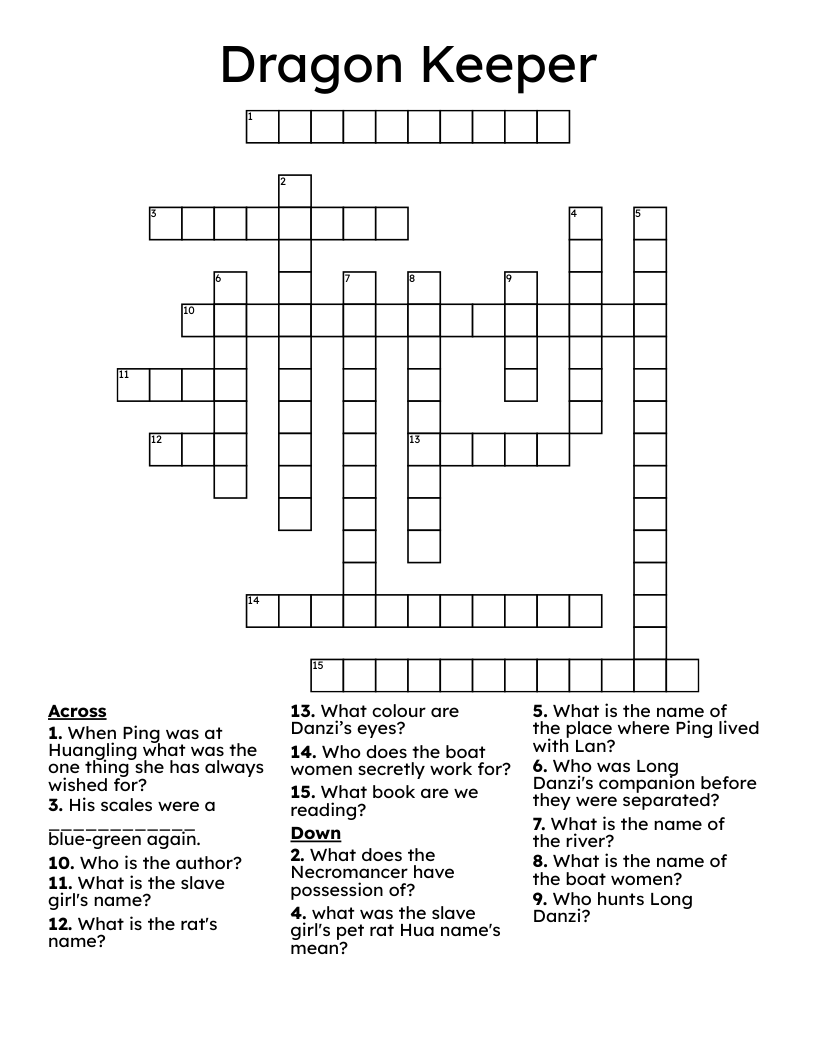 Dragon Keeper Crossword