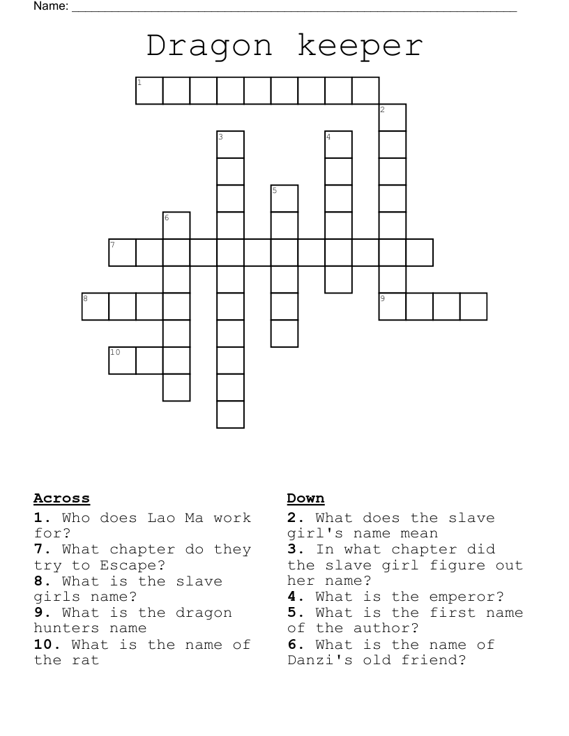 Dragon keeper  Crossword
