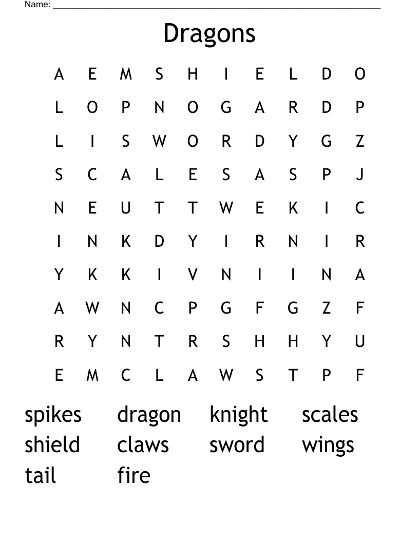 Dragons Word Search