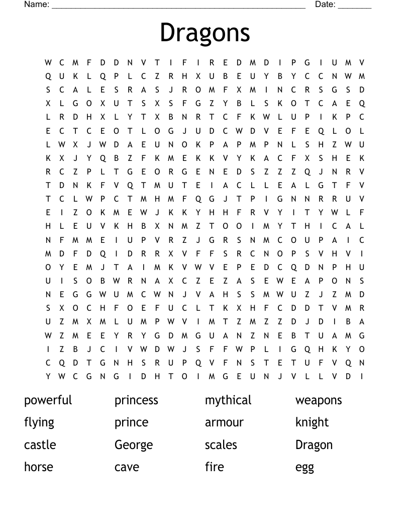 Dragons Word Search