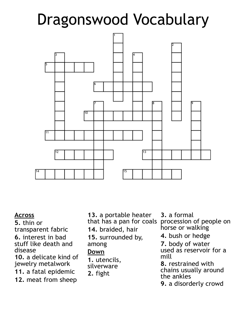 Dragonswood Vocabulary Crossword