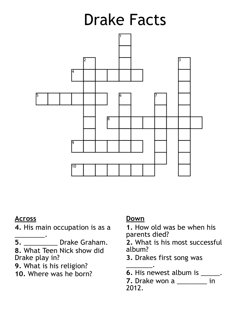 Drake Facts Crossword