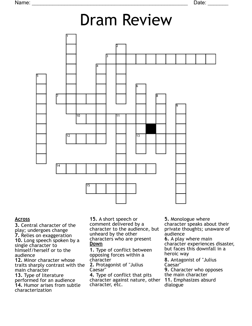 Dram Review Crossword