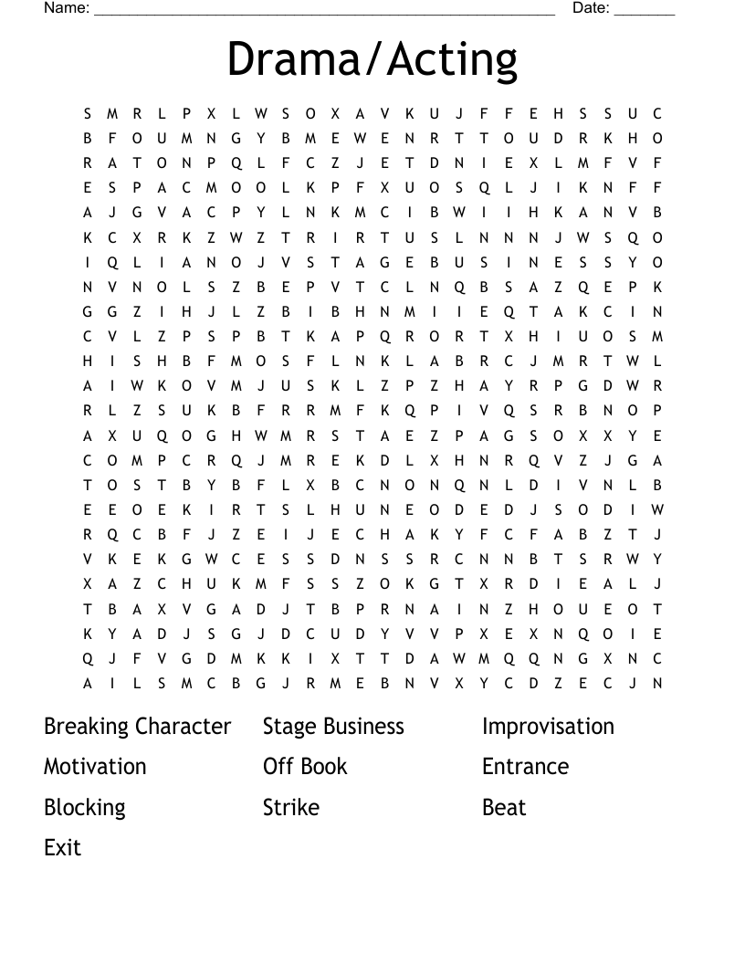 Drama/Acting Word Search