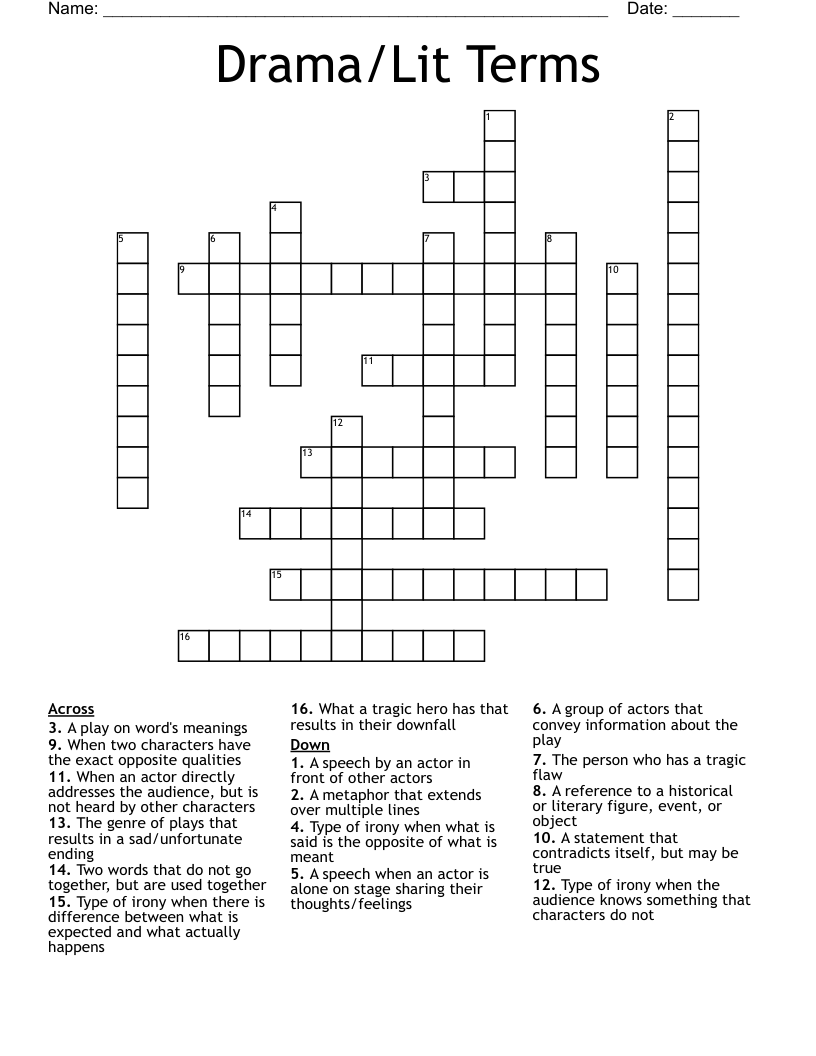 Drama/Lit Terms Crossword