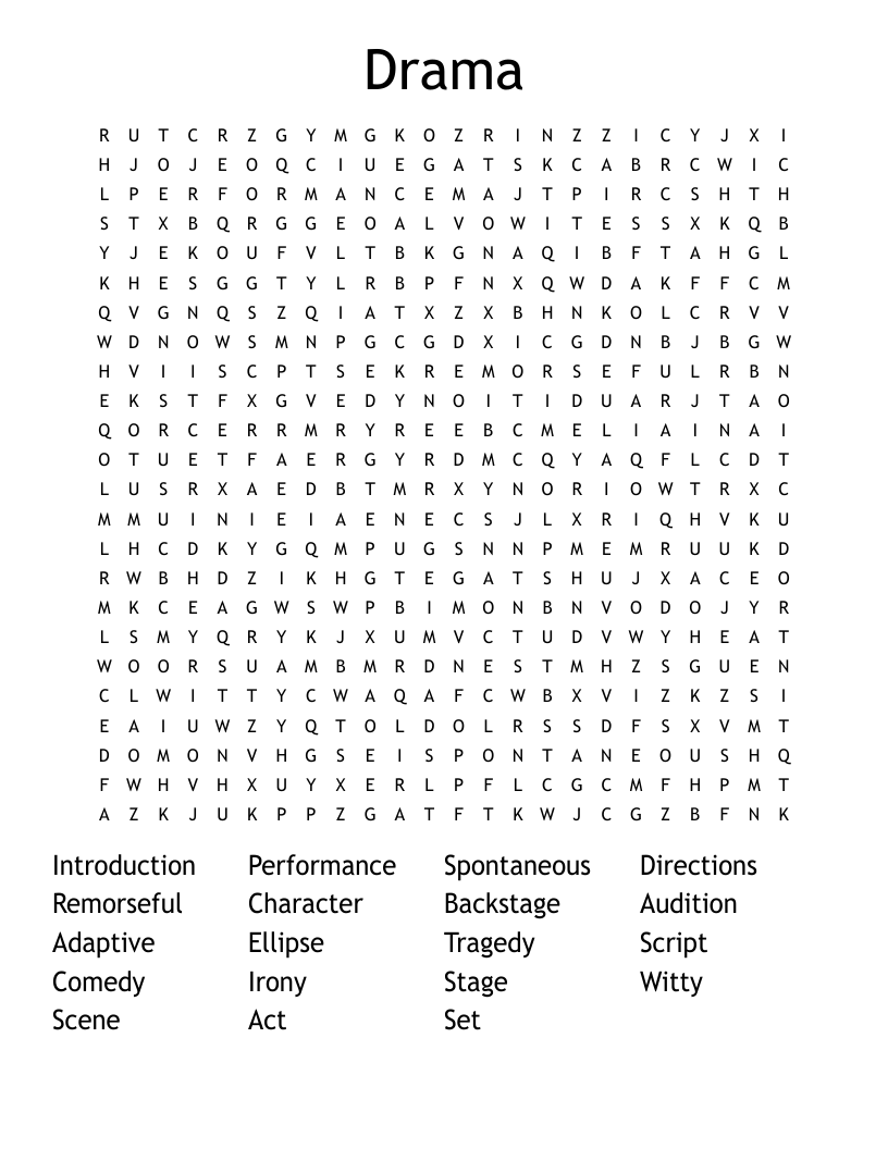 Drama Word Search