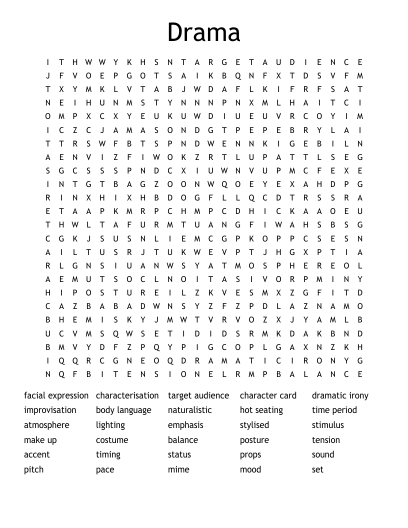Drama Word Search