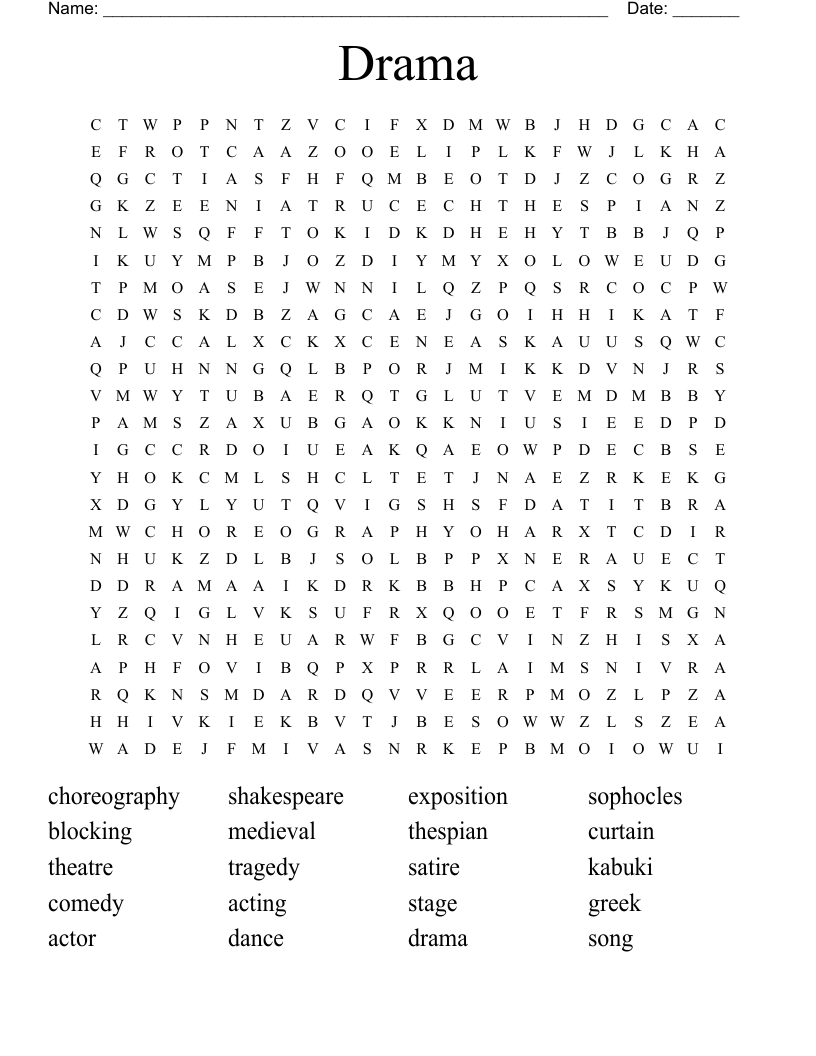 Drama Word Search