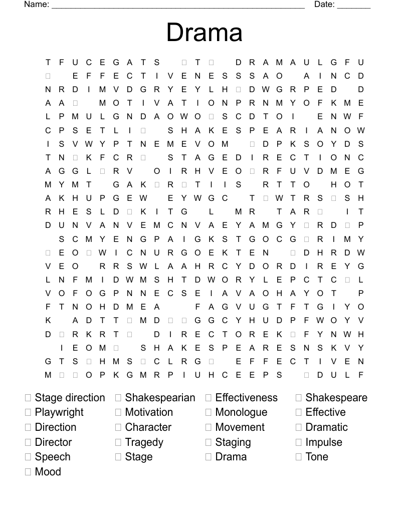 Drama Word Search
