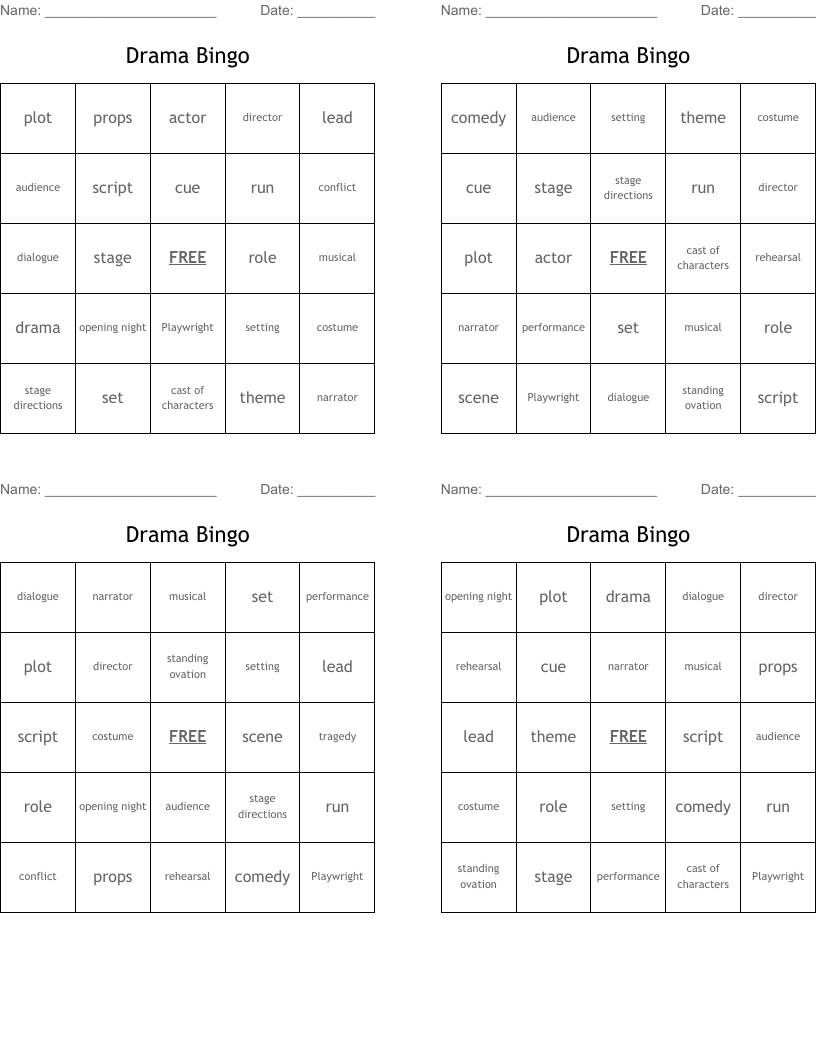 Drama Bingo
