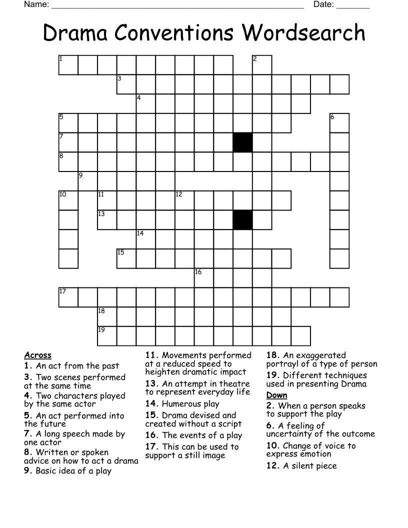 Drama Conventions Wordsearch Crossword
