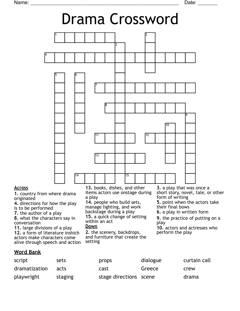 Drama Crossword
