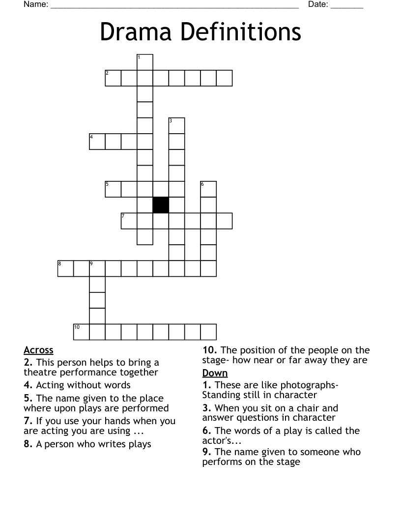 Drama Definitions Crossword