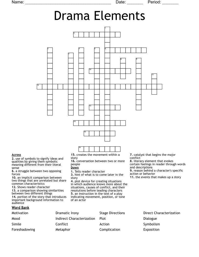 Drama Elements Crossword