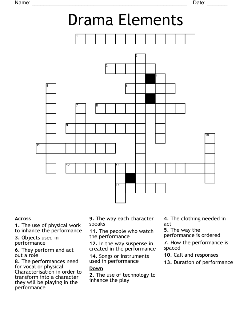 Drama Elements Crossword