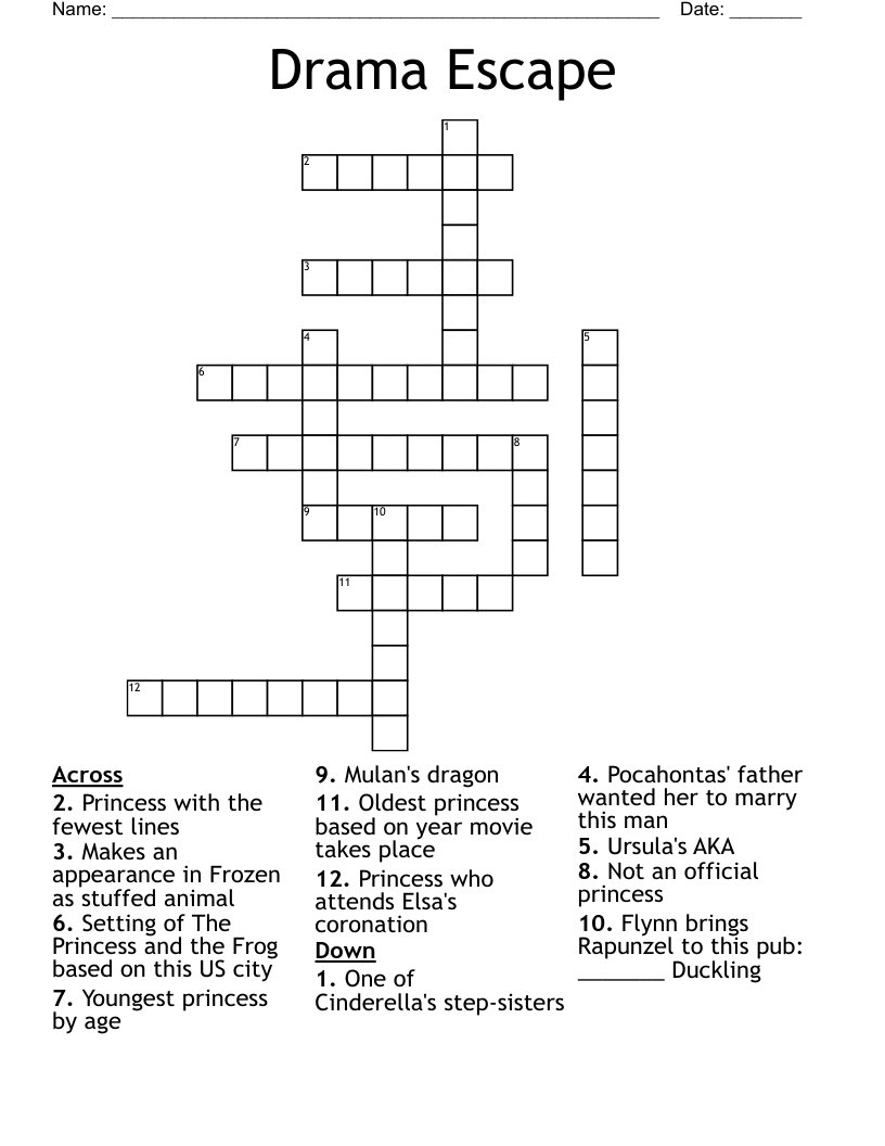 Drama Escape Crossword