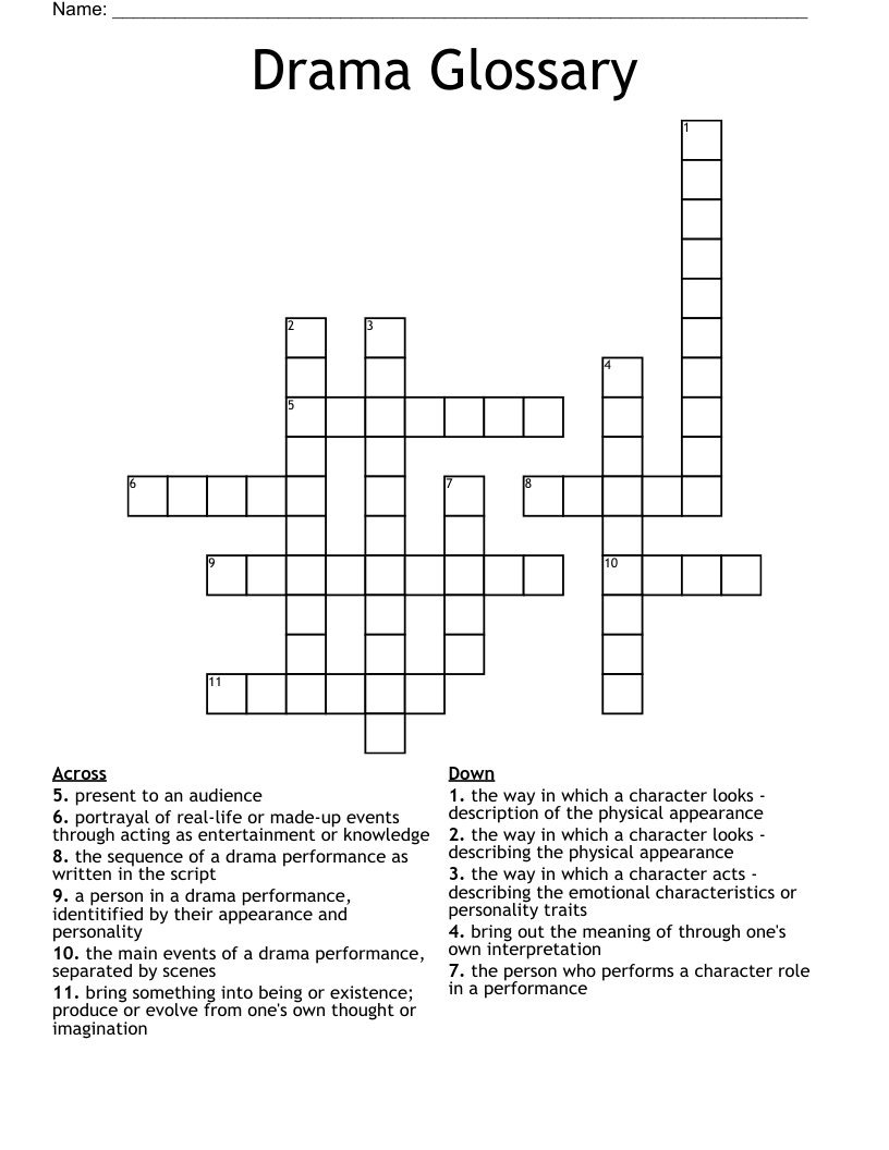 Drama Glossary Crossword