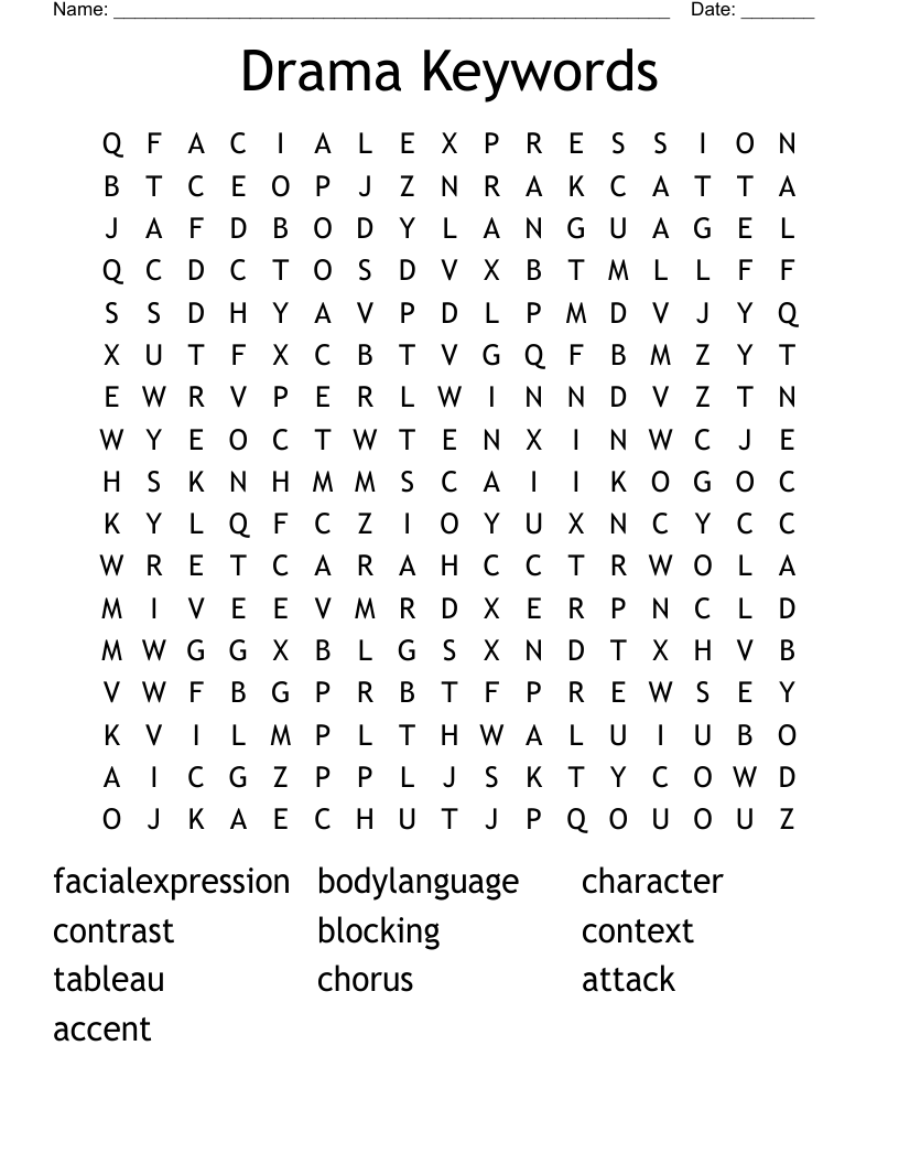 Drama Keywords Word Search