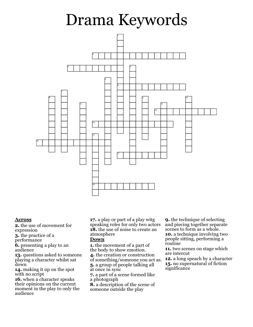 Drama Keywords Crossword