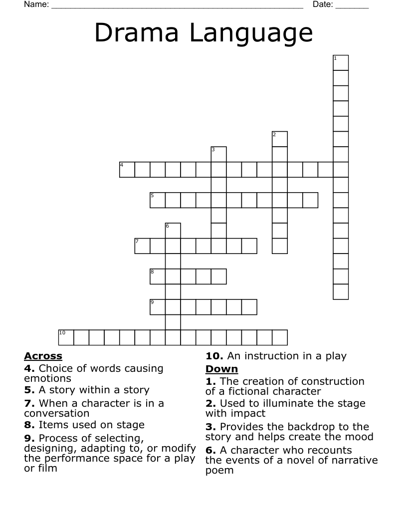 Drama Language Crossword