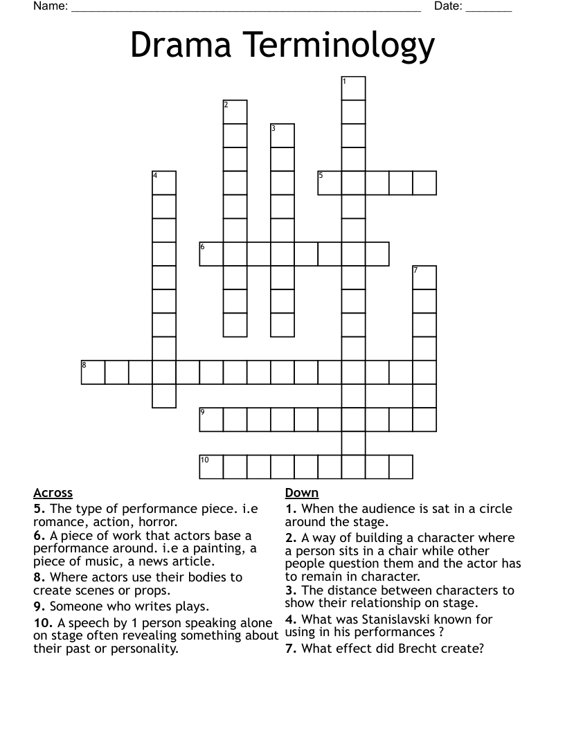 Drama Terminology Crossword