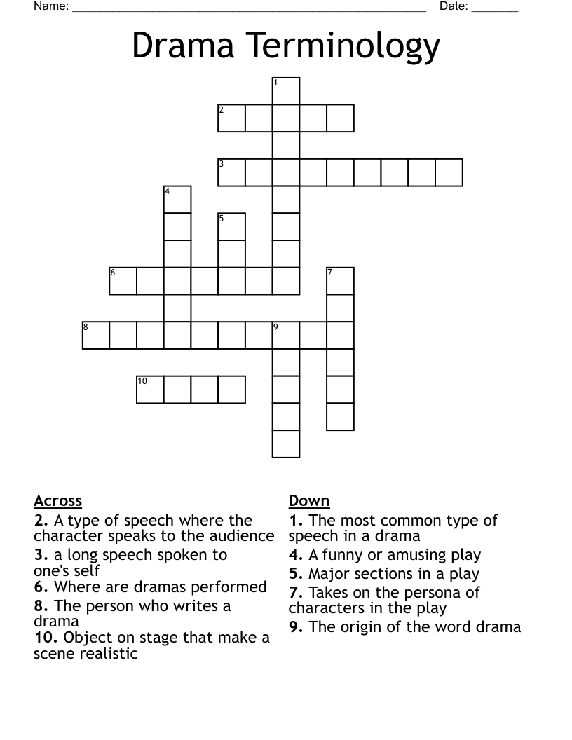Drama Terminology Crossword