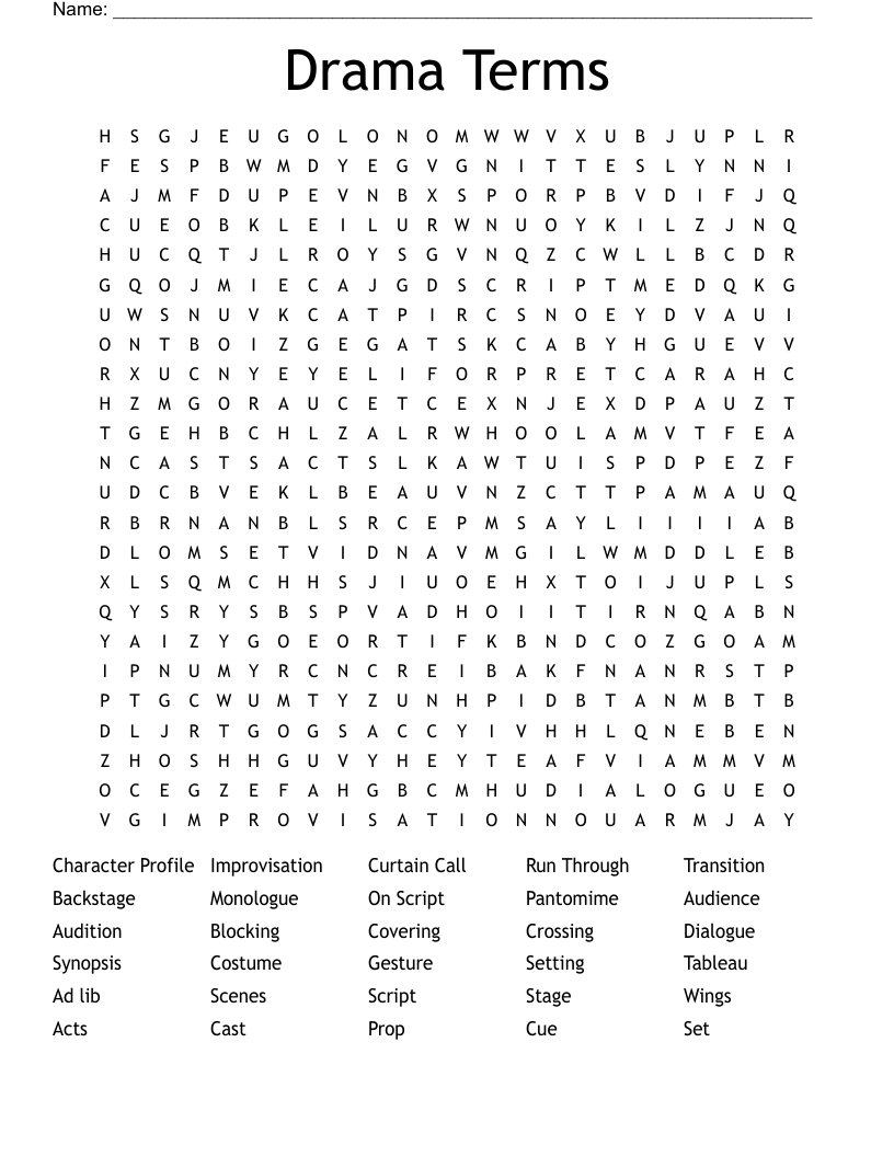 Drama Terms Word Search