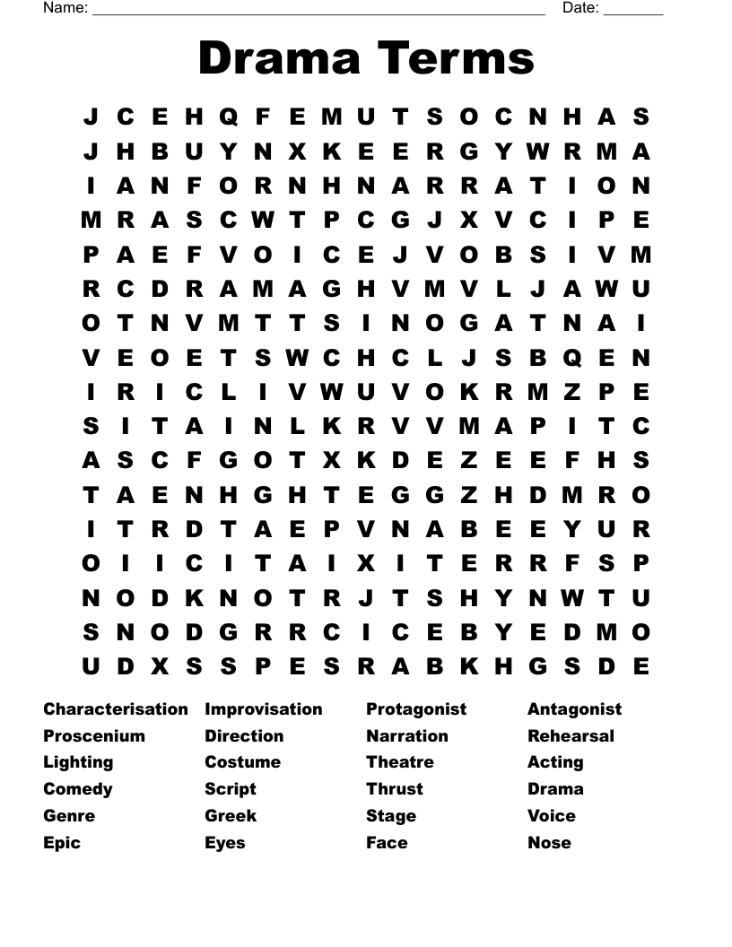Drama Terms Word Search