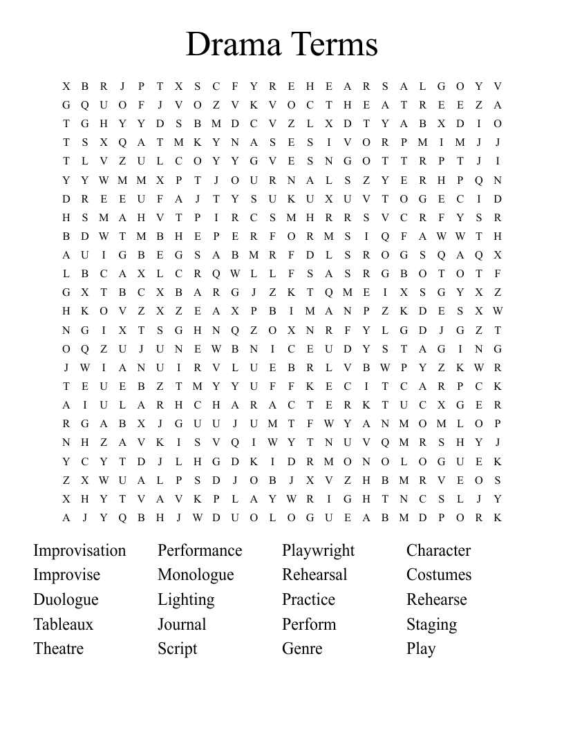 Drama Terms Word Search