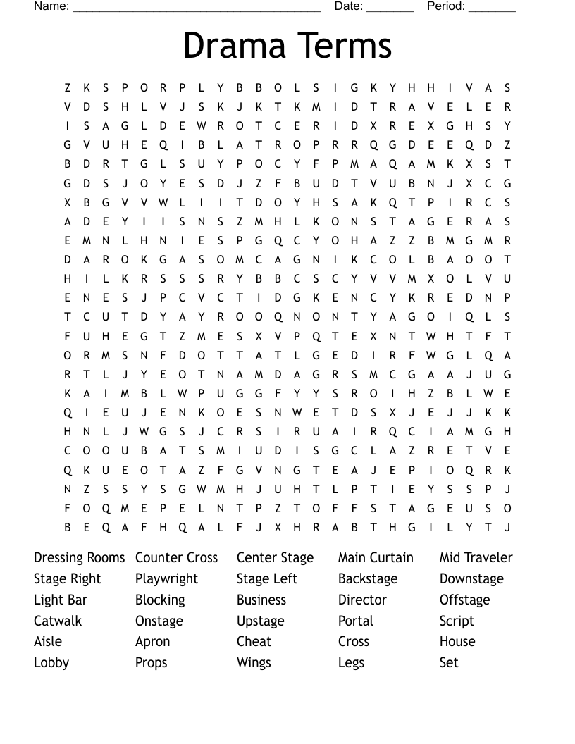 Drama Terms Word Search