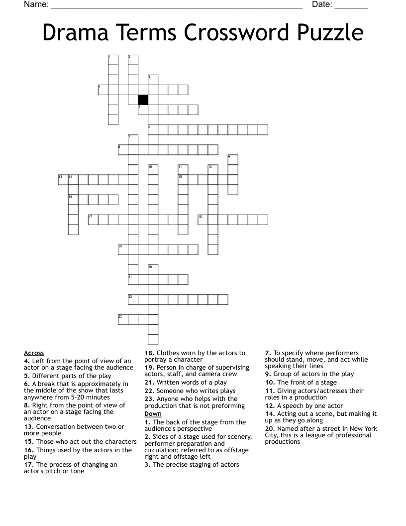 Drama Terms Crossword Puzzle