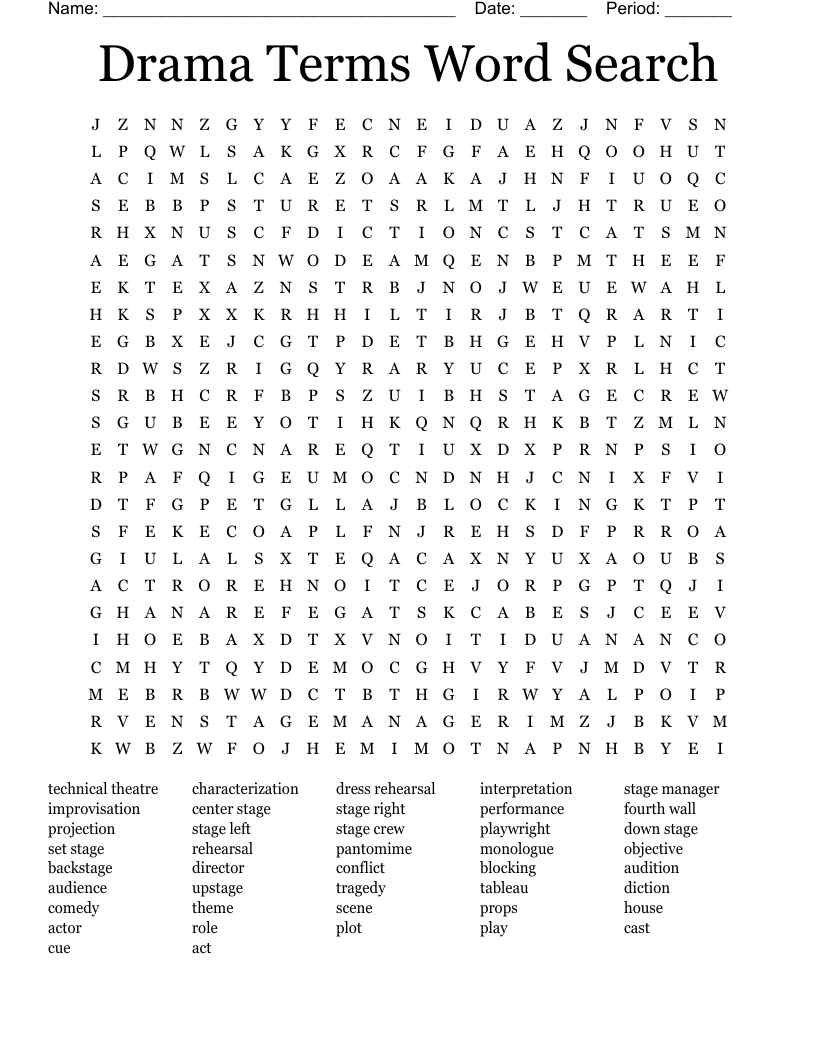 Drama Terms Word Search 