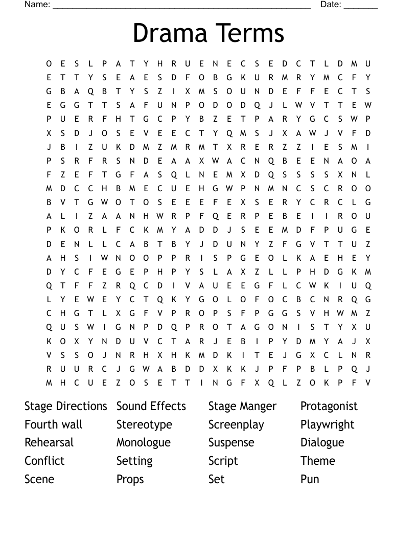 Drama Terms  Word Search