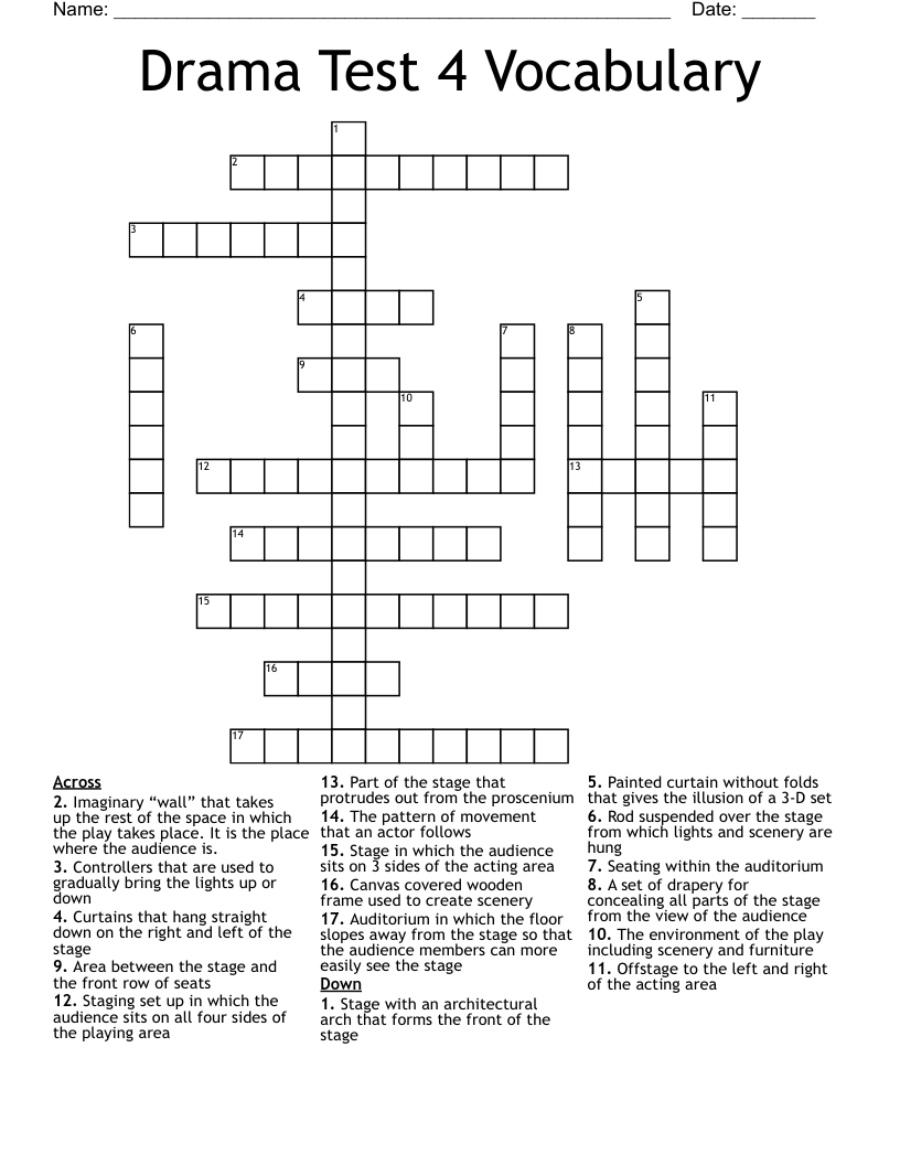 Drama Test 4 Vocabulary Crossword