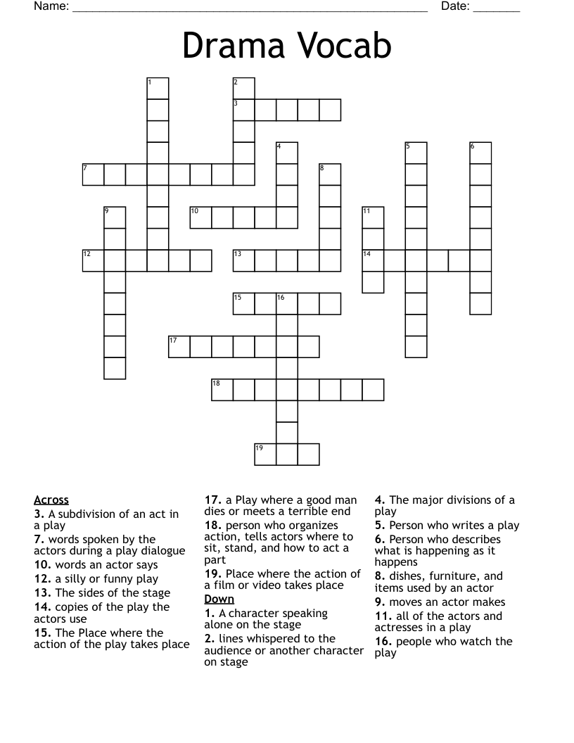 Drama Vocab Crossword