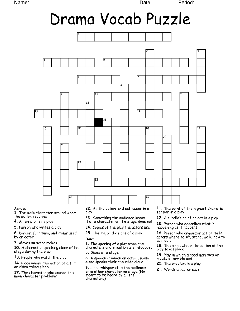 Drama Vocab Puzzle Crossword