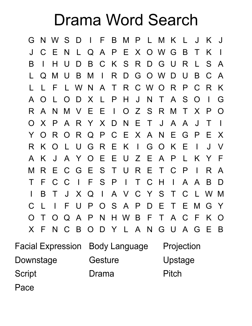 Drama Word Search