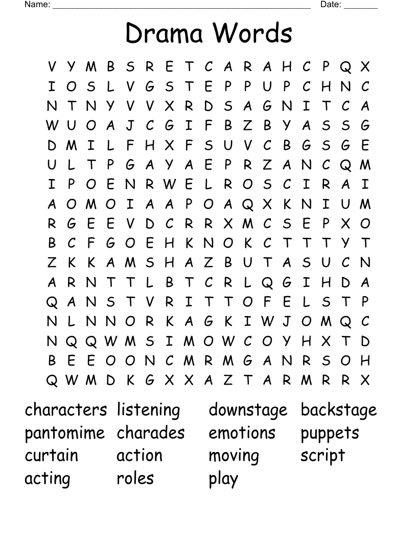 Drama Words Word Search