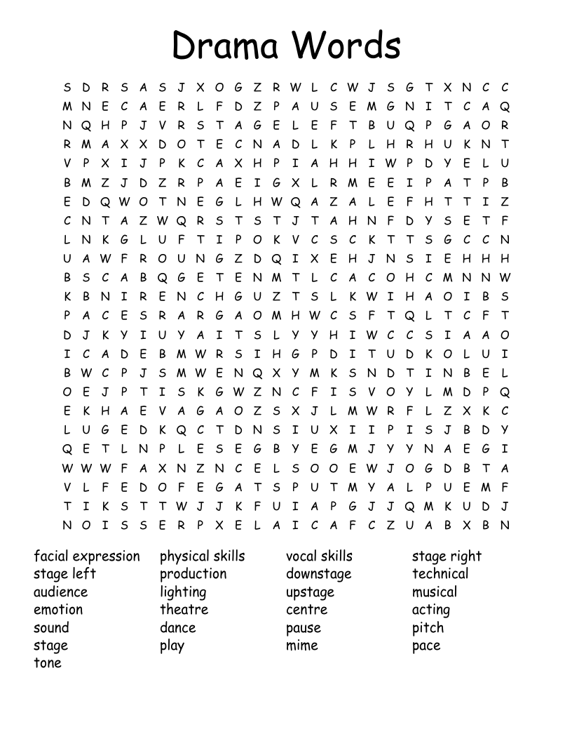 Drama Words Word Search