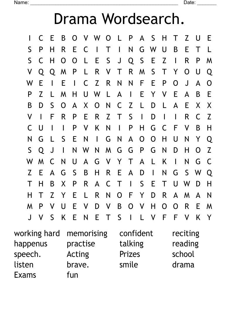 Drama Wordsearch.
