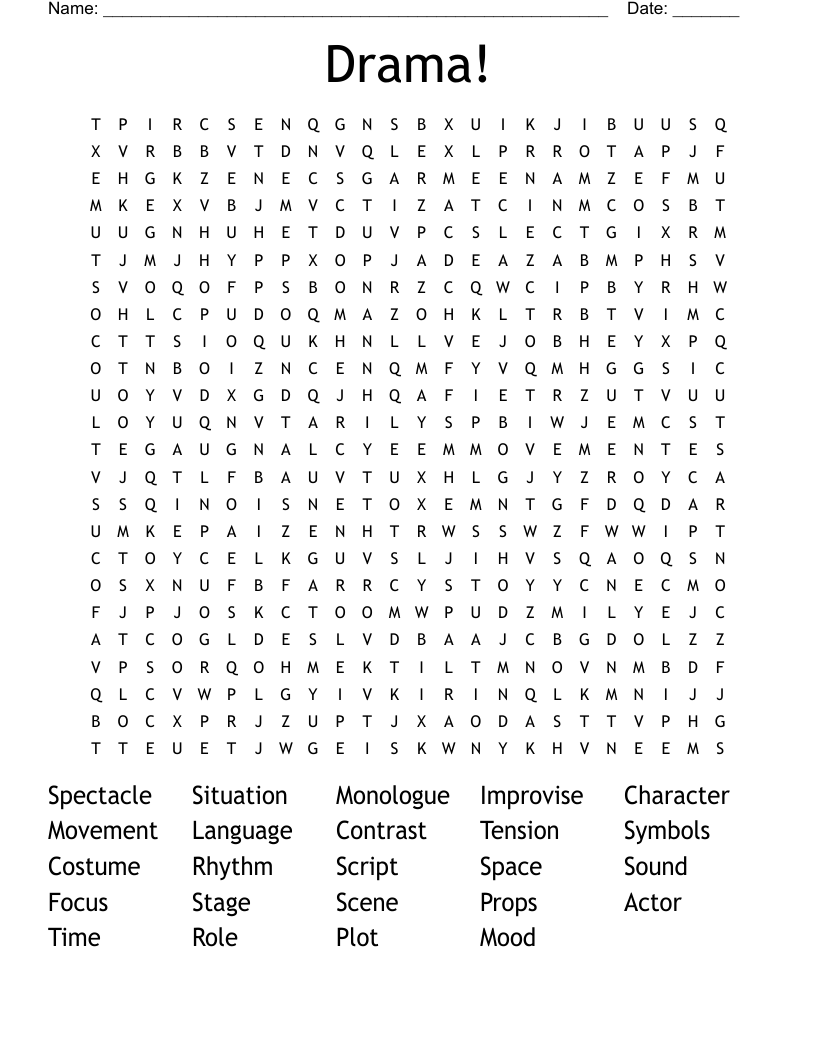 Drama!  Word Search