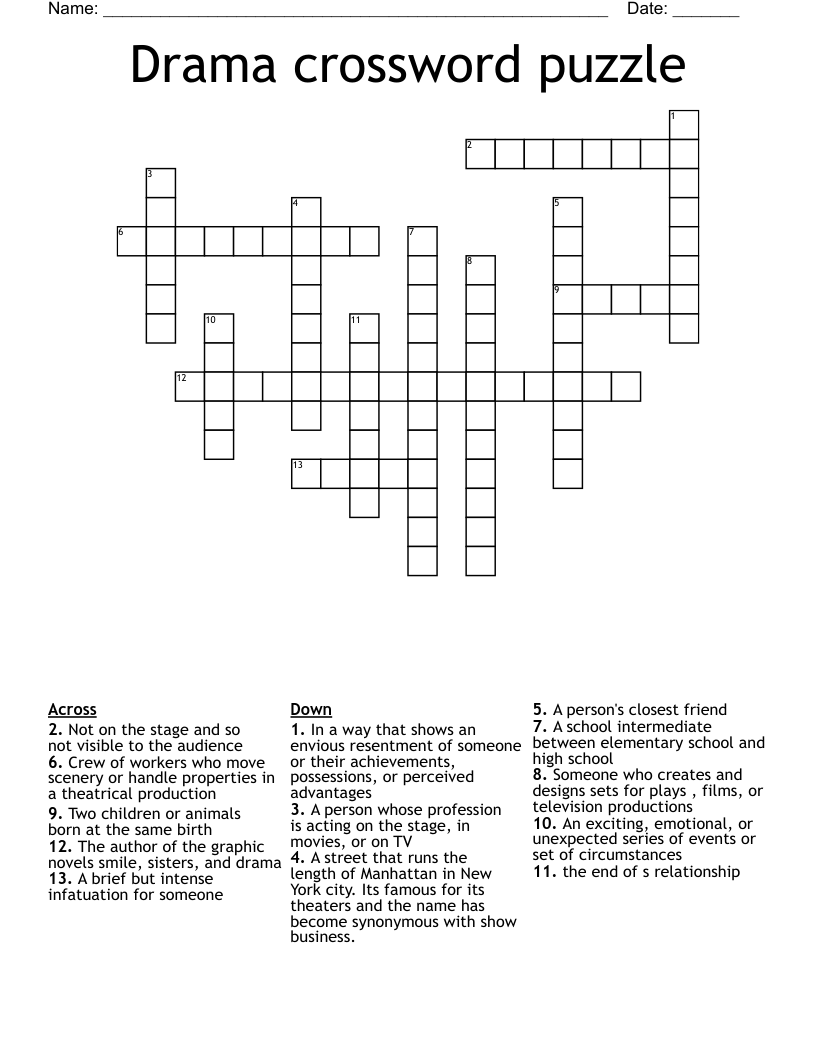 Drama crossword puzzle 
