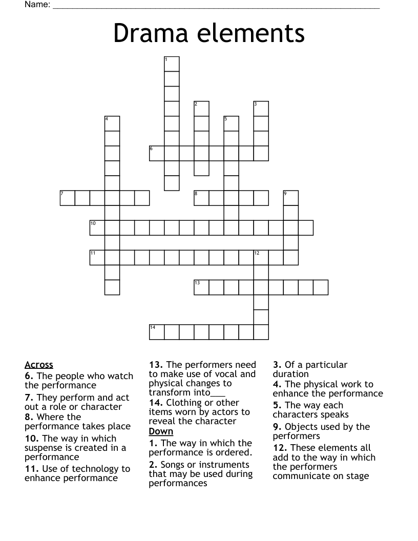 Drama elements  Crossword