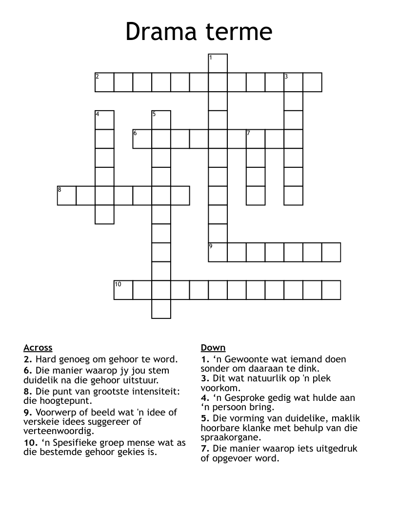 Drama terme Crossword
