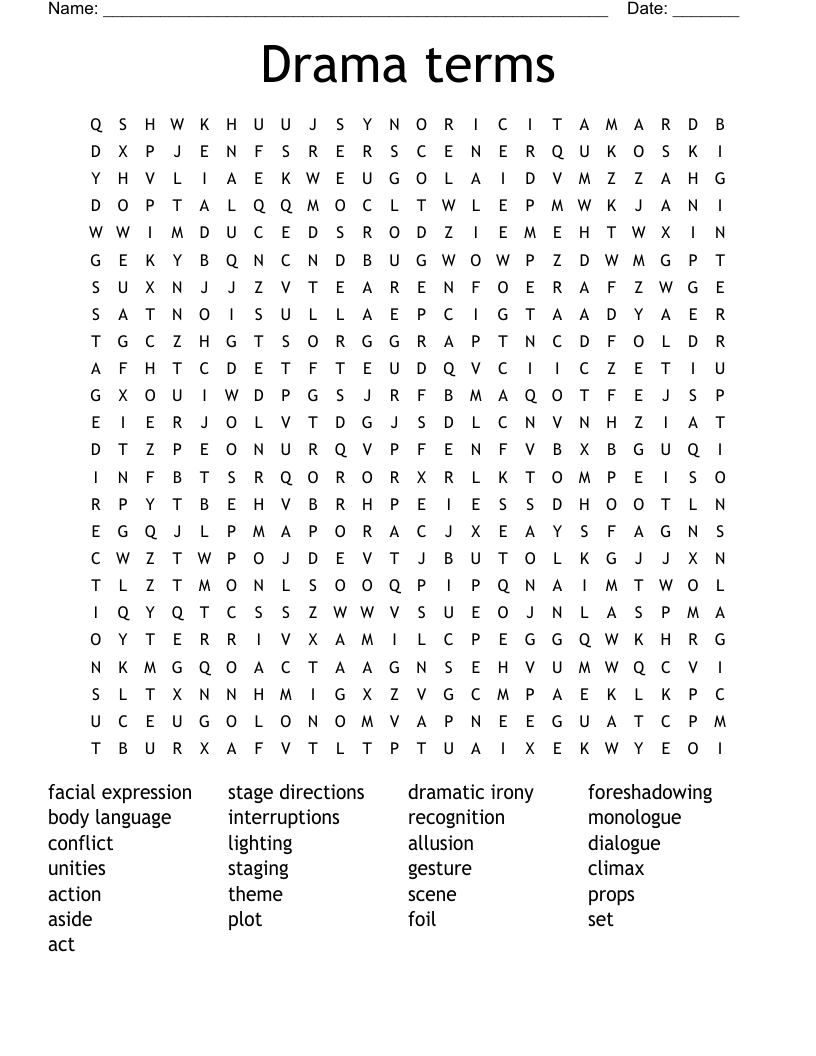 Drama terms Word Search