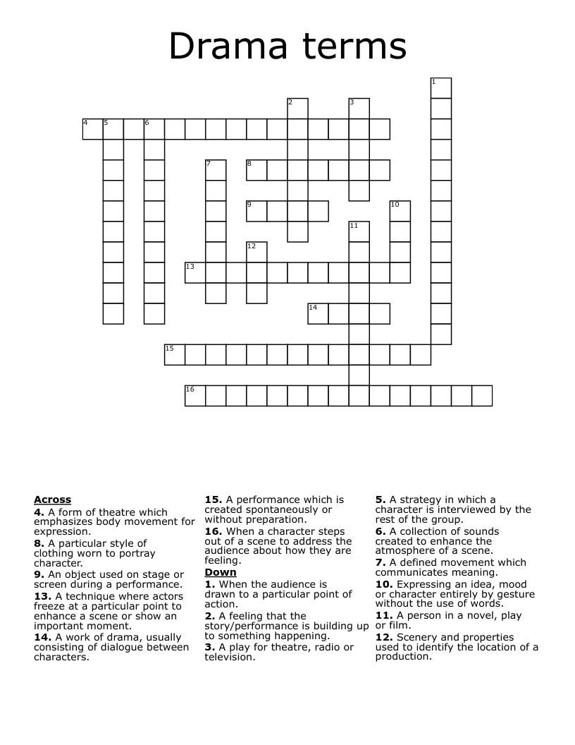 Drama terms Crossword